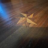 Walnut desk marquetry