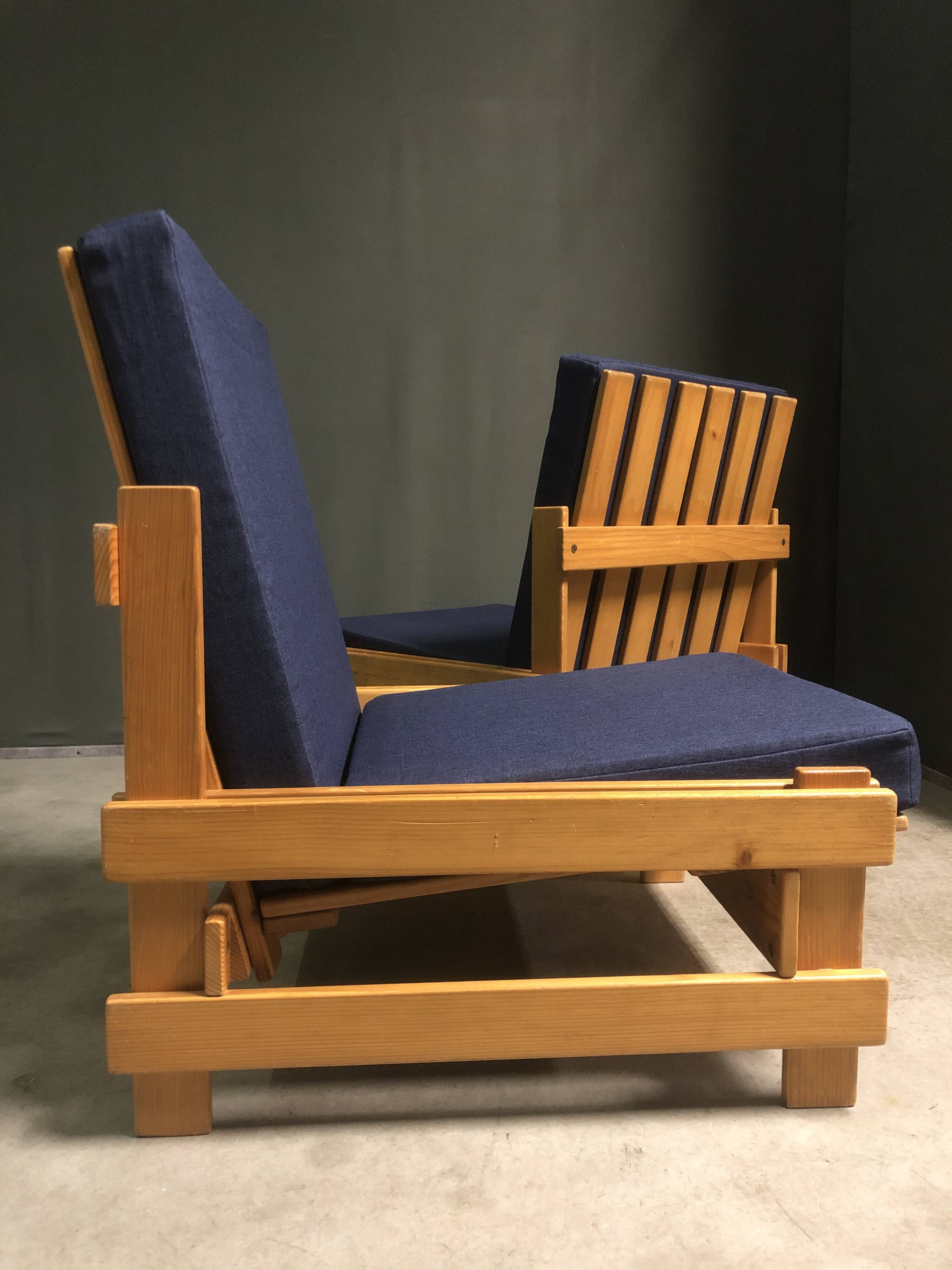 Rare pair of niko kralj 'dota' system lounge chairs, 1970's