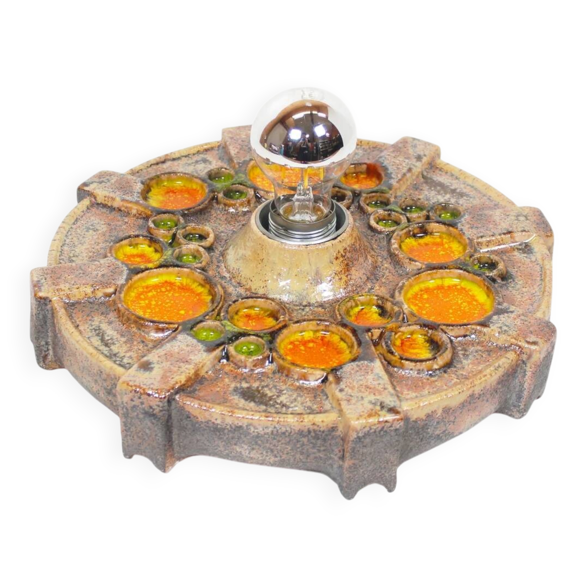 Vintage 1970s ceramic 'Fat Lava' style wall light by Hustadt Leuchten