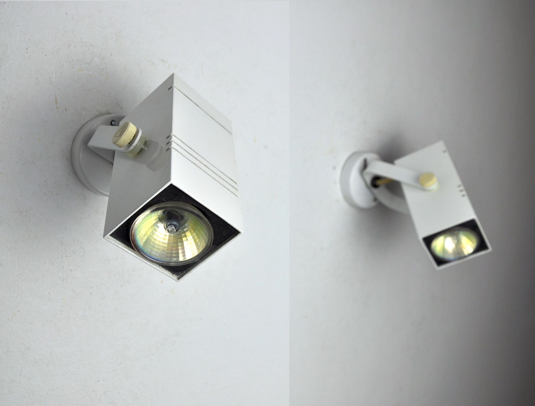 Pair of adjustable Fase wall lamps, Spain, 1980
