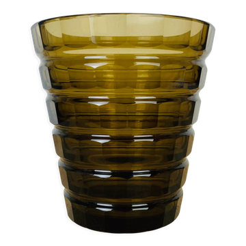 Vase Daum Nancy art déco 1930 croix de Lorraine verre fumé