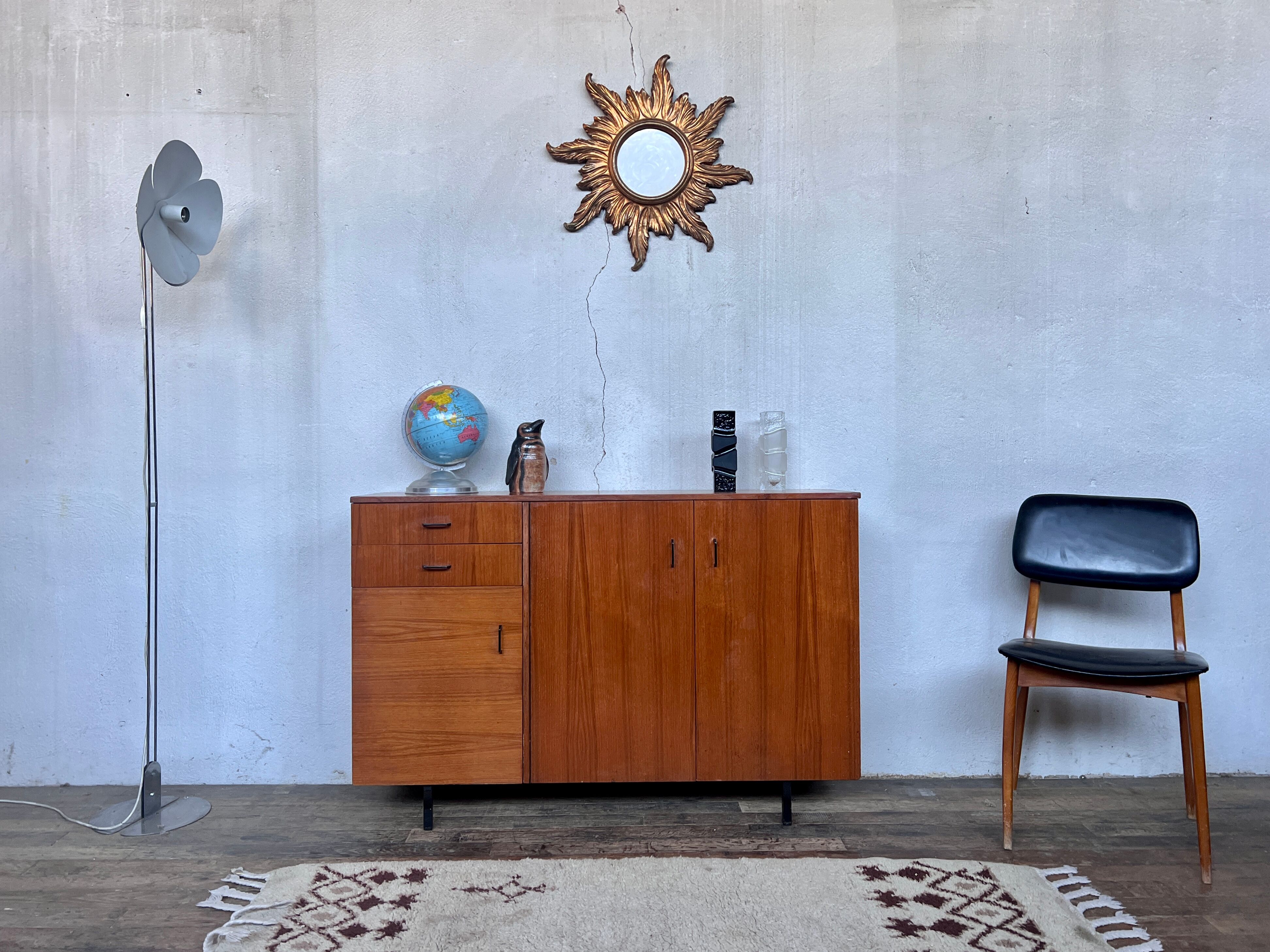 Vintage teak metal foot row