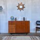 Vintage teak metal foot row