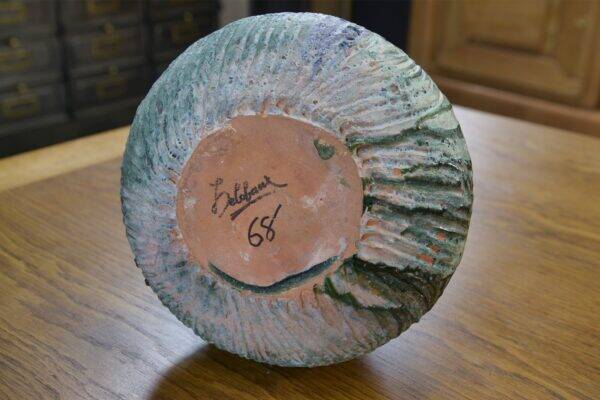 Designer ceramic vase in terracotta signed 1968