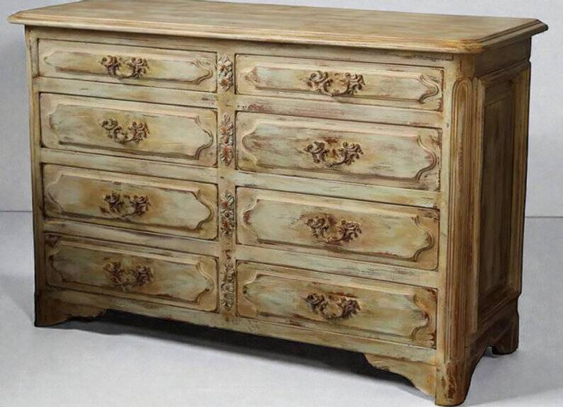 Beige and rust chest of drawers