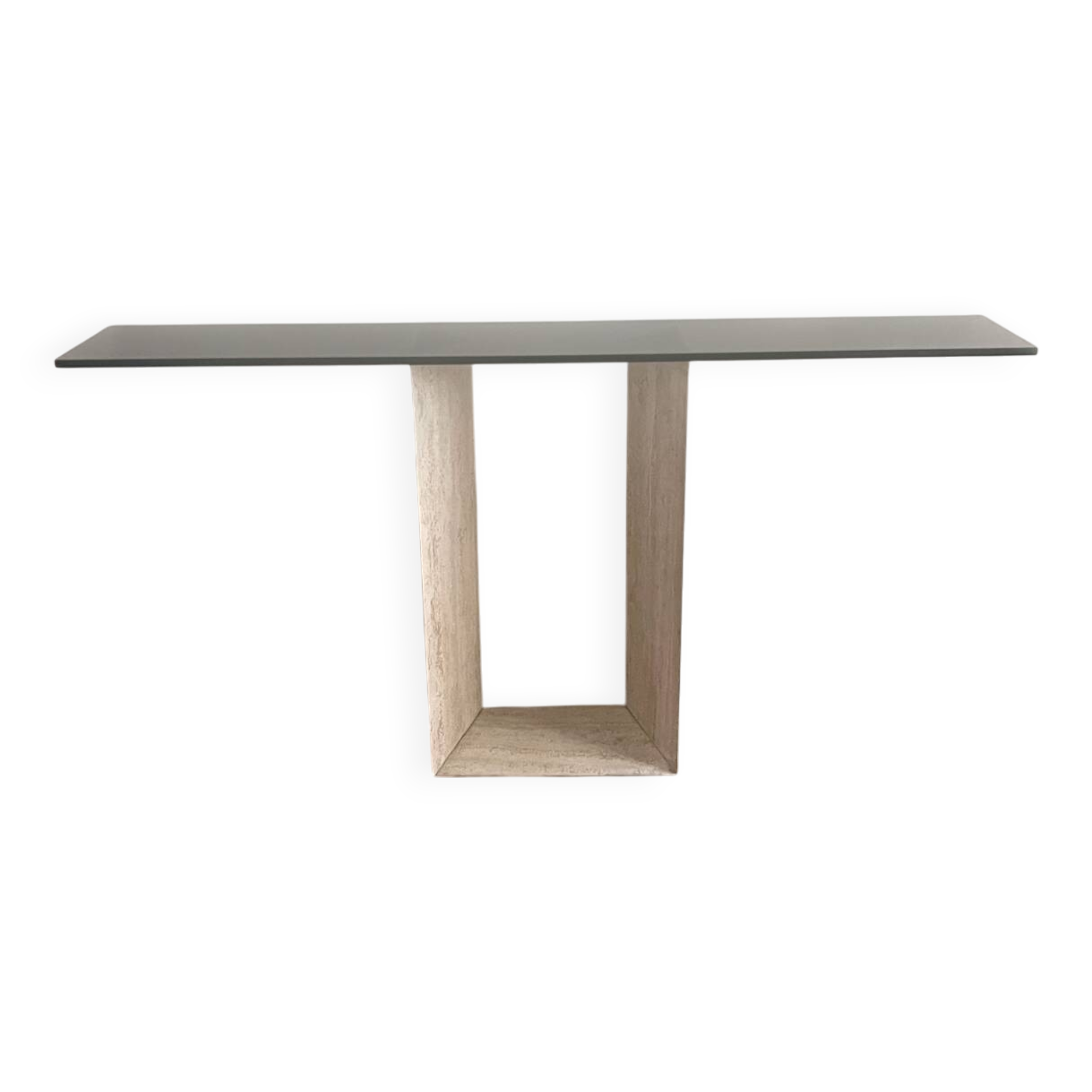 Console travertin verre 80’s