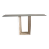 80s travertine glass console