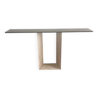 80s travertine glass console