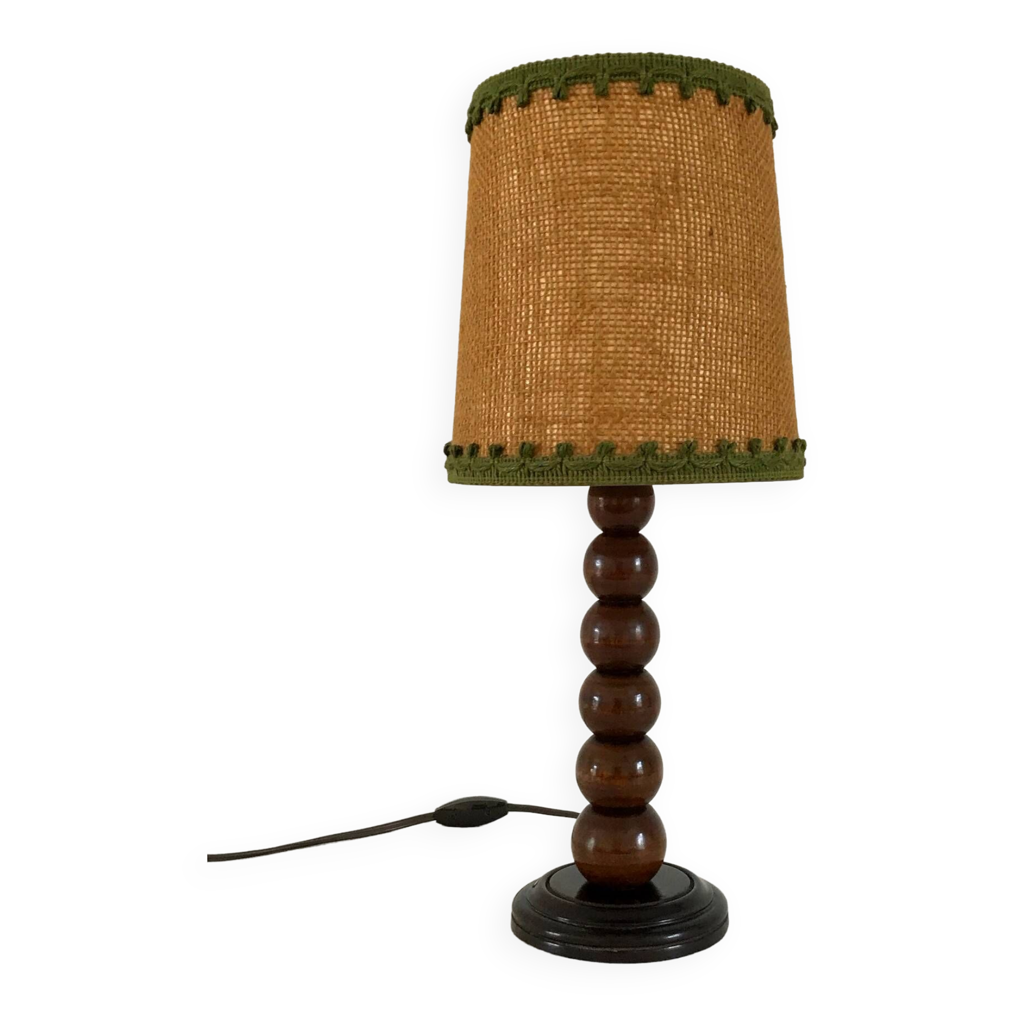 Art Deco lamp in turned wood from the 1930s