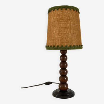 Art Deco lamp in turned wood from the 1930s