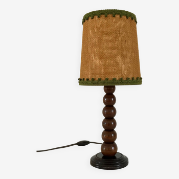 Lampe Art Déco en bois tourné années 30