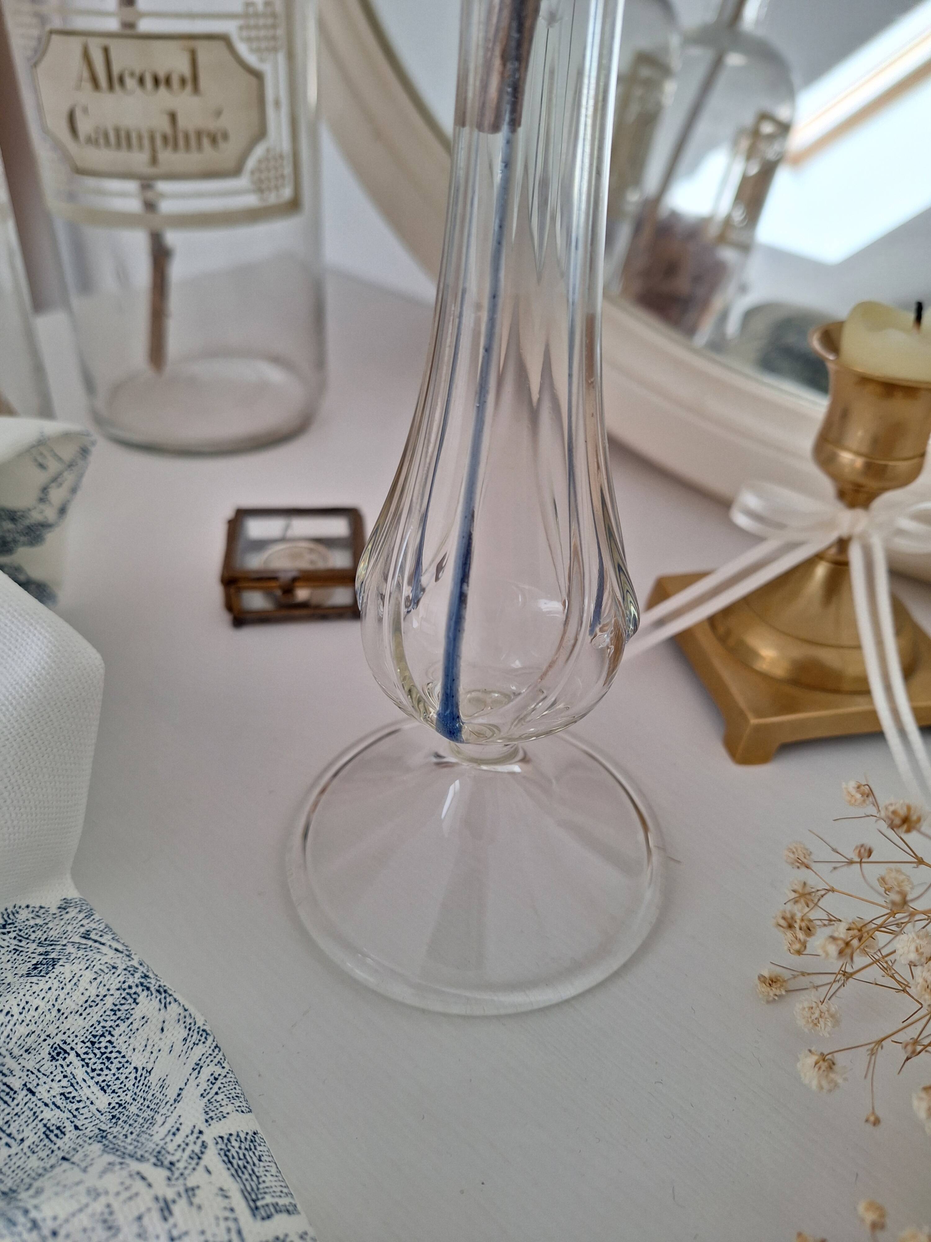 80s blue glass soliflore