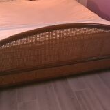 Two-seater vintage rattan bed 140 x 200 cm