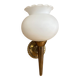 Arlus lunel wall torch light gold metal + white opaline mid-century