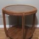 Pedestal table or art deco coffee table in walnut and glass top