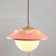 Mid-Century Italian Pink Metal and Brass Pendant Lamp