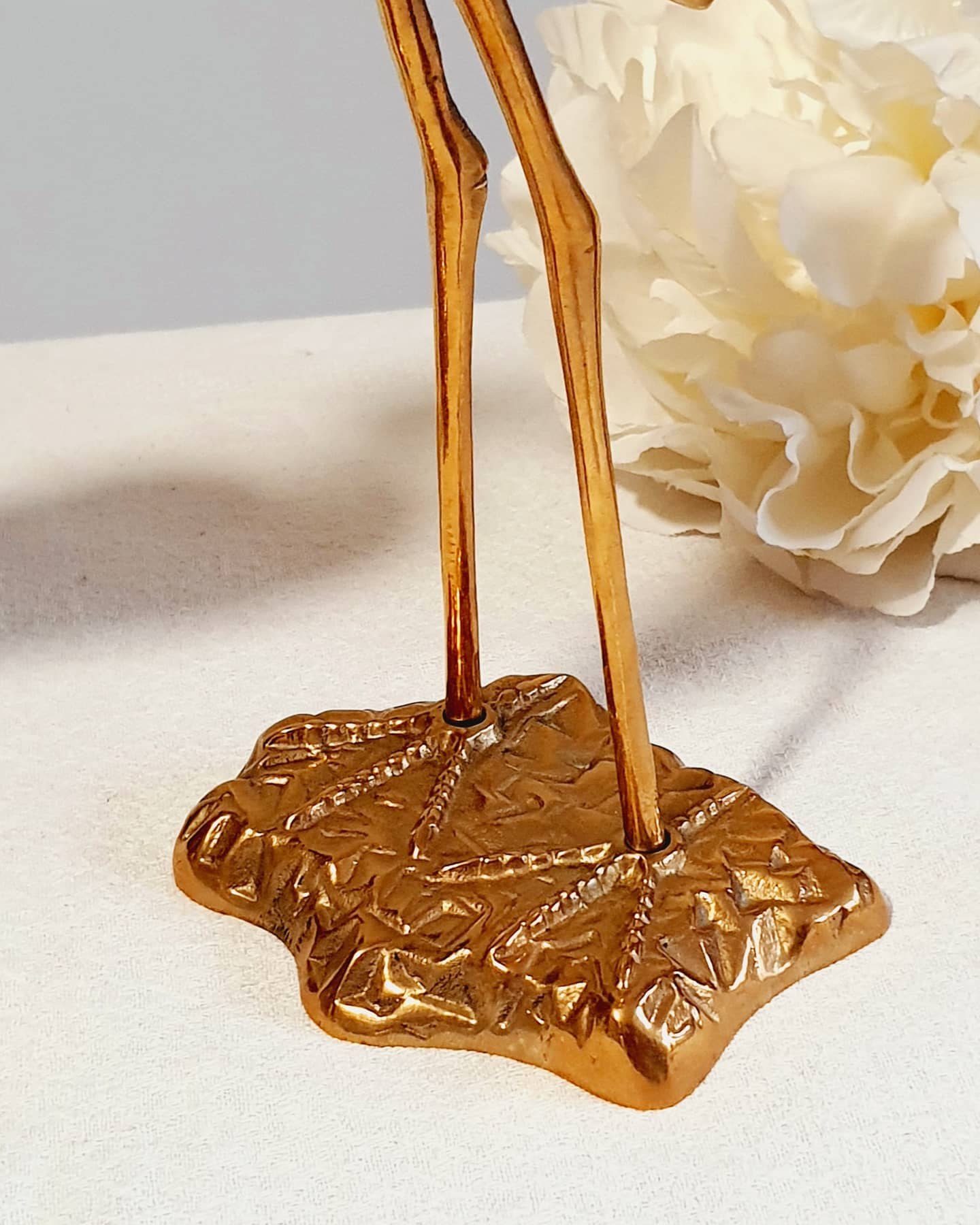 Couple of heron in vintage golden brass