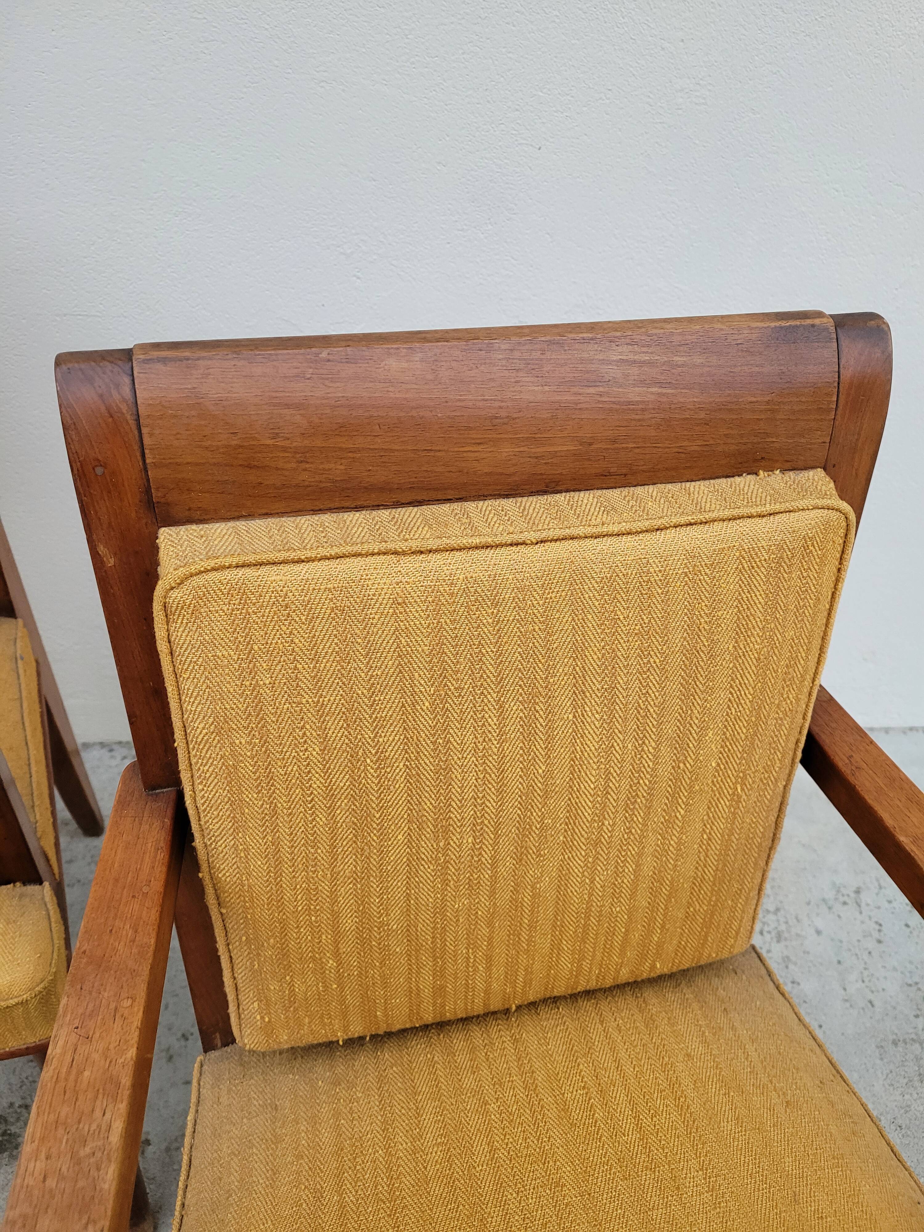 Pair of armchairs bridge era art deco walnut