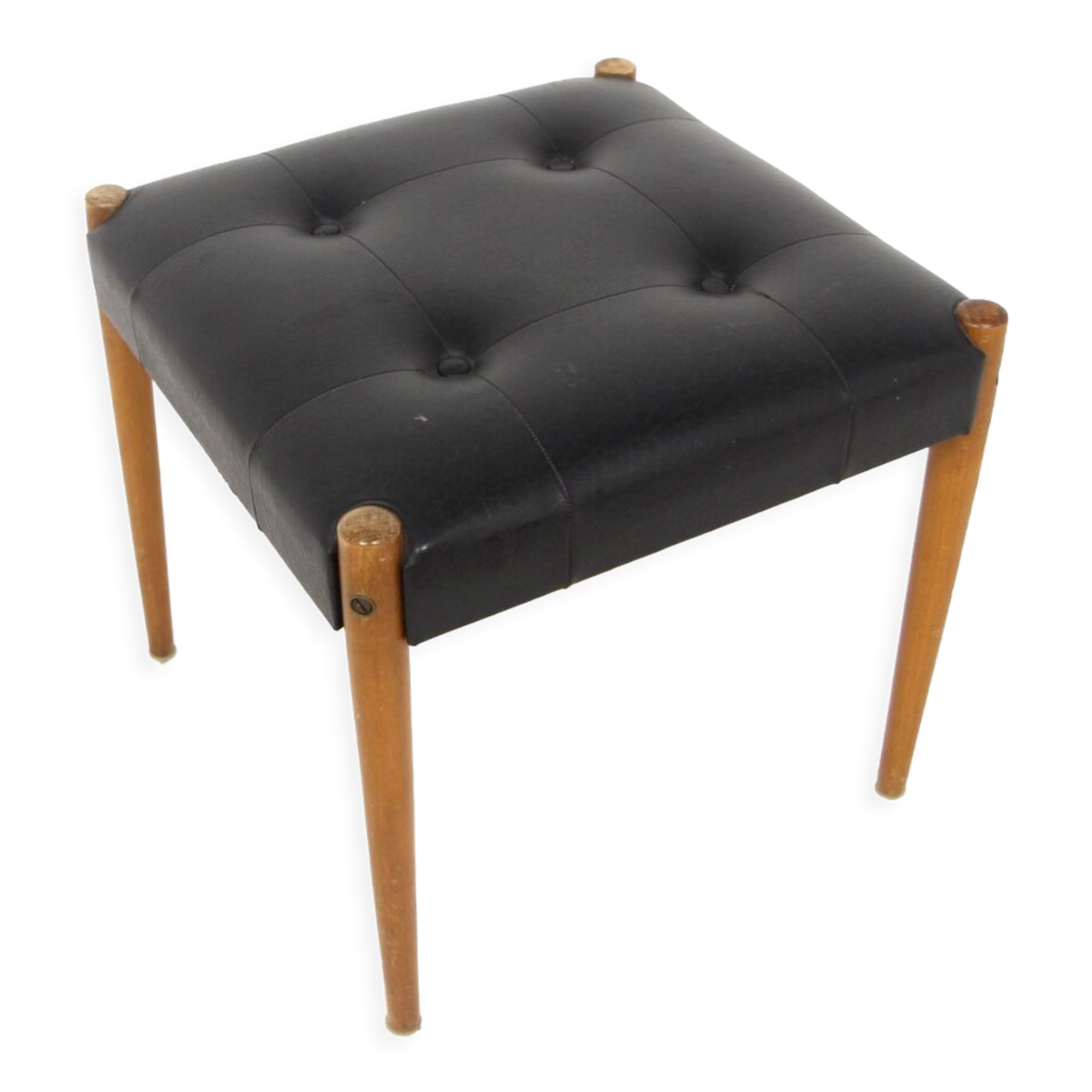 Scandinavian imitation leather ottoman, Sweden, 1960
