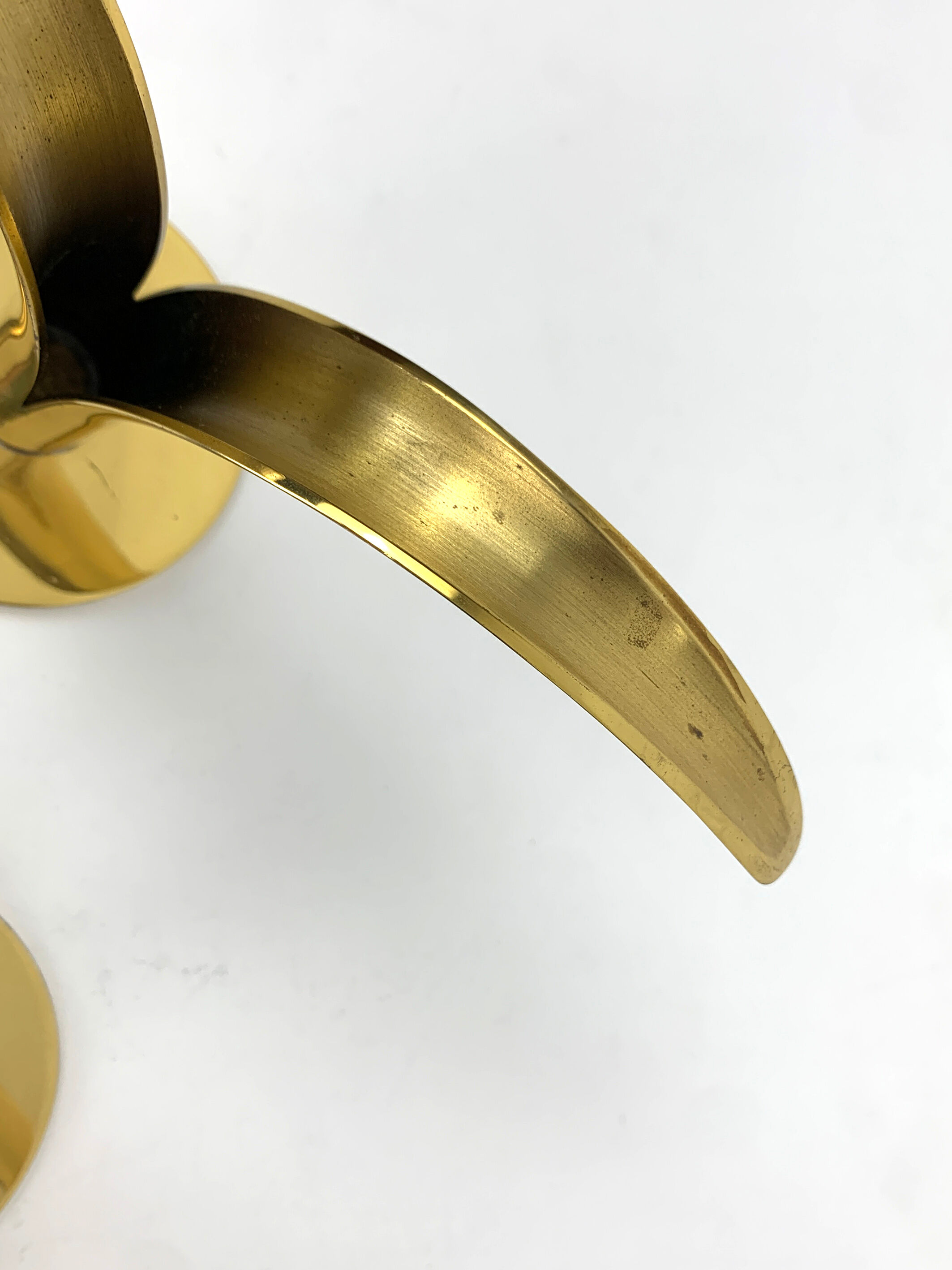 Pair of Lily brass candle holders, Ystad Metall, Sweden, design Ivar Ålenius Björk