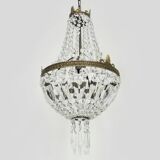 Antique Italian hot air balloon chandelier with glass pendants. Chandelier with pendants.
