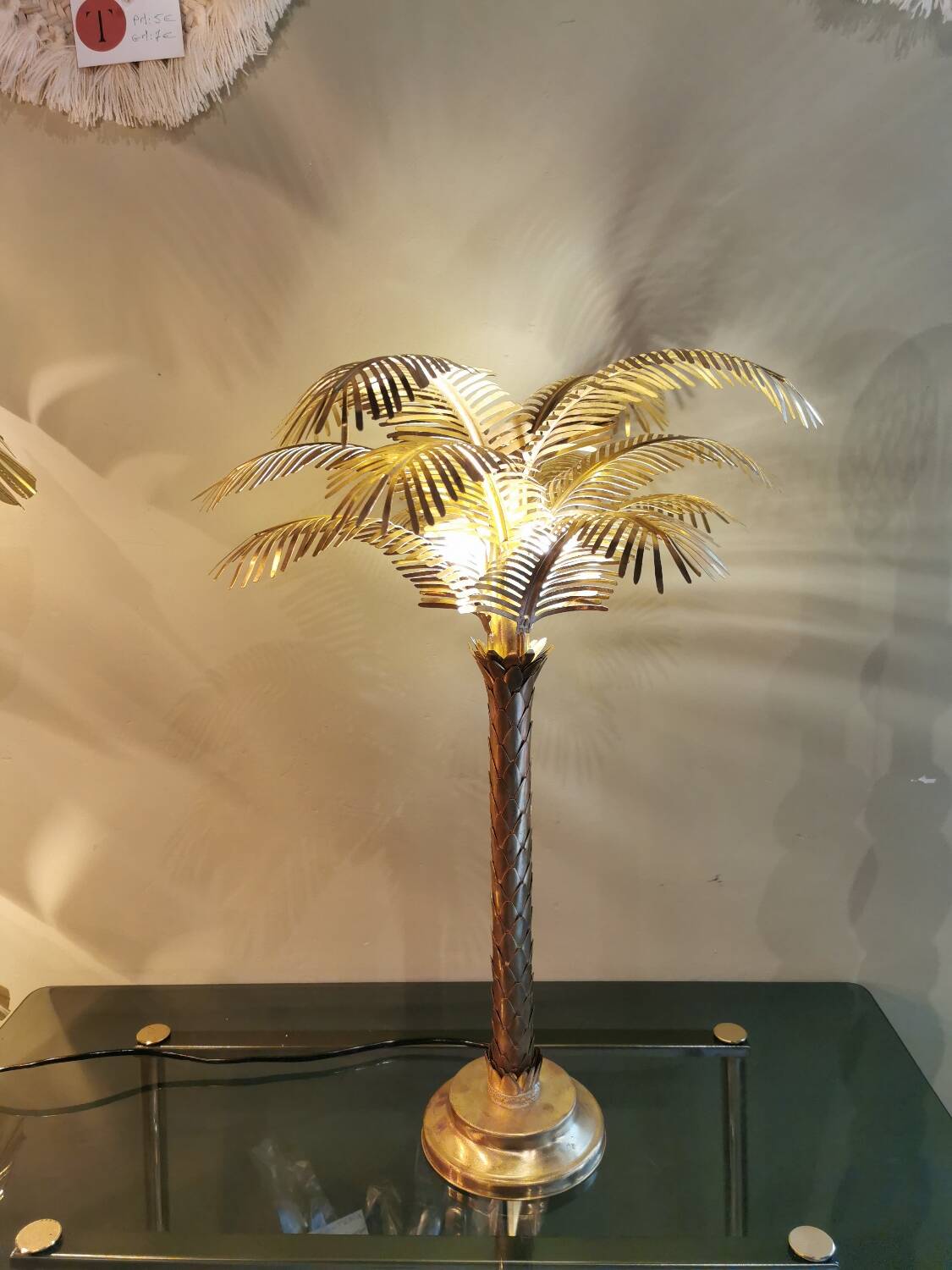 Solid brass palm tree lamp