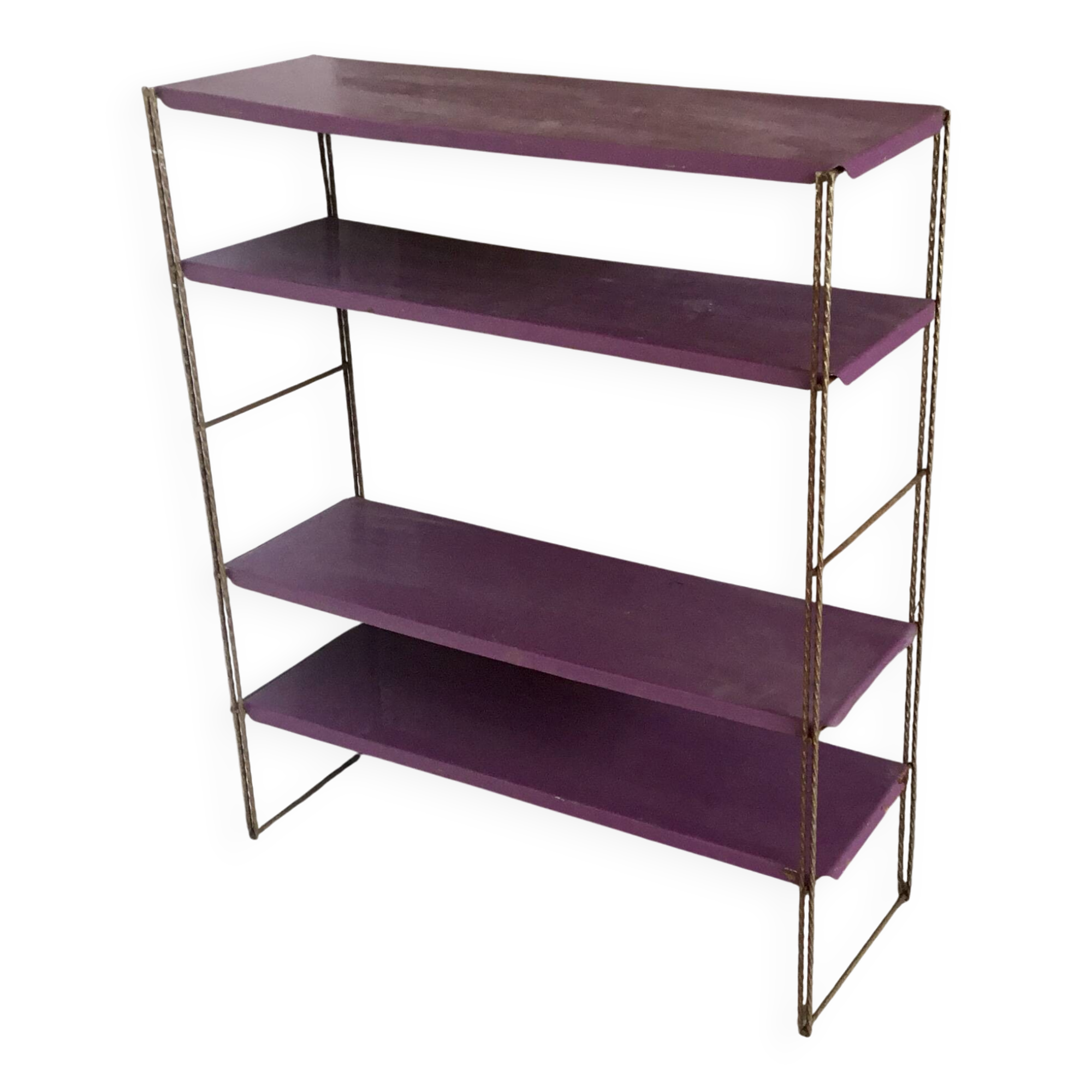 Metal string shelf - 4 purple shelves - vintage 1960