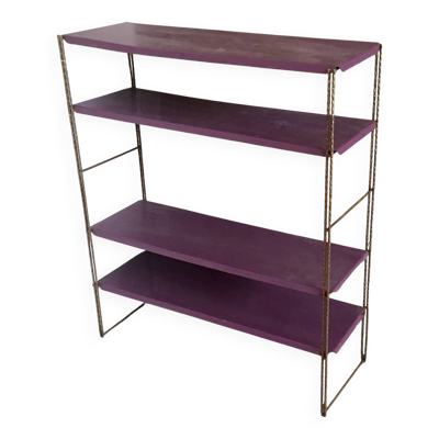 Étagère string en metal - 4 étagères viloettes - vintage 1960