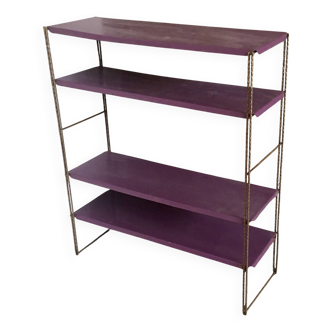 Metal string shelf - 4 purple shelves - vintage 1960