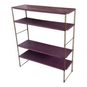 Metal string shelf - 4 purple shelves - vintage 1960