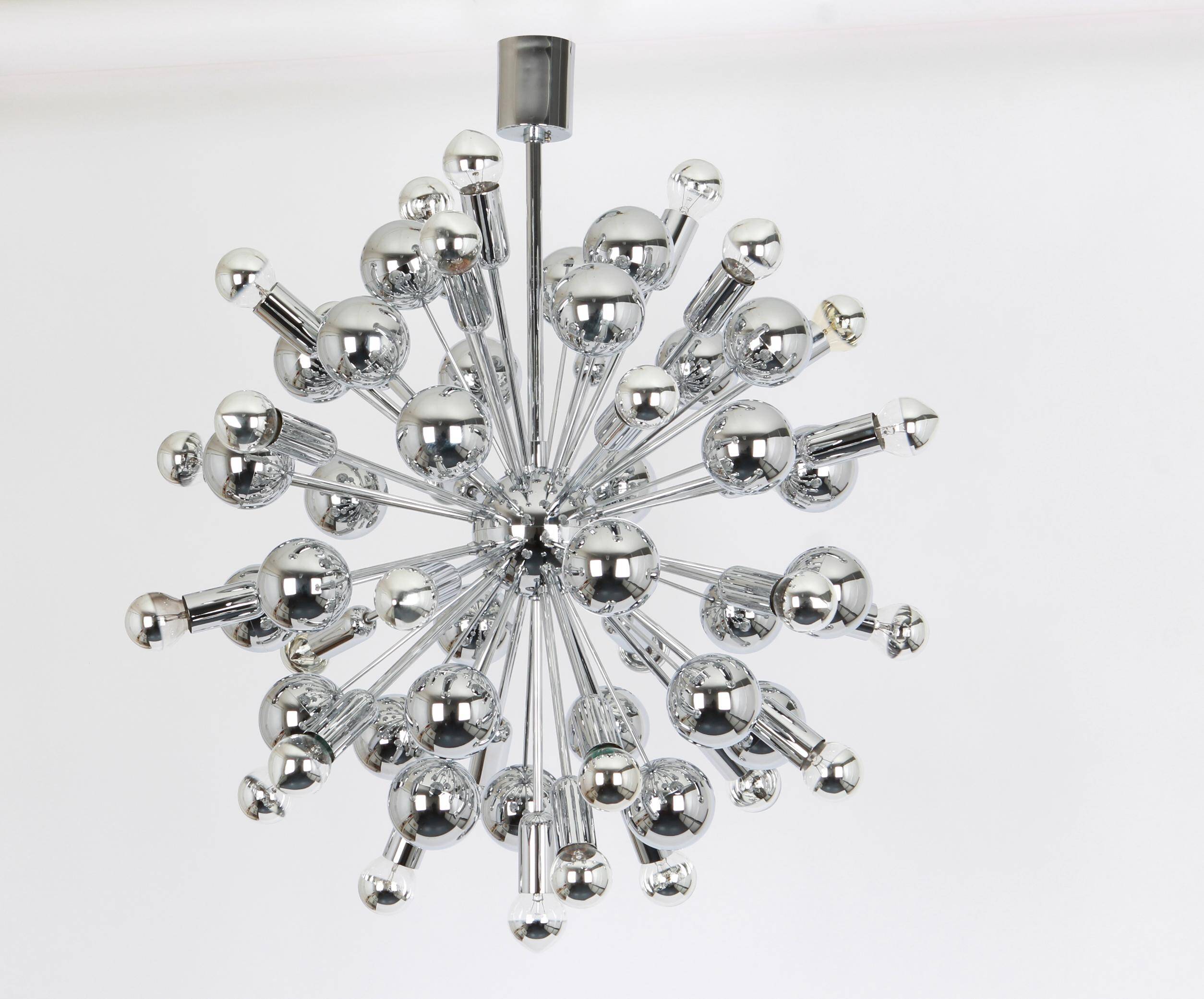 Grand Sputnik chrome chandelier in space style by Cosack, Germany, 1970s.