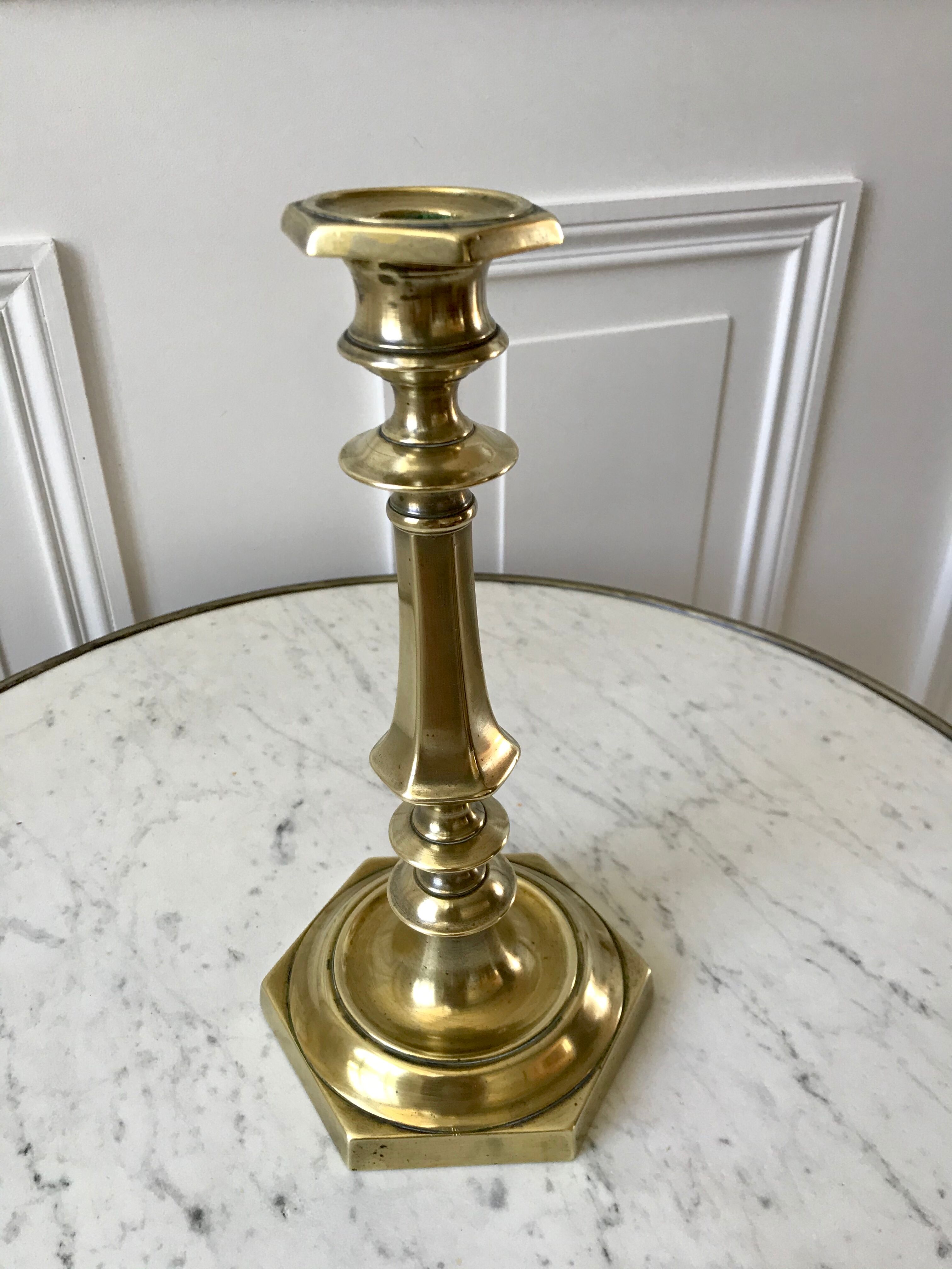 Candle holder / candlestick in golden brass 20s