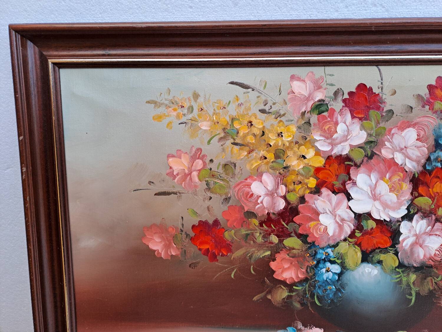 Oil on canvas bouquet of flowers signed Charles Édouard