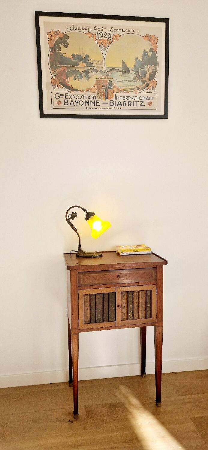 Directory style marquetry side table