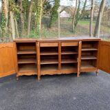 Light solid wood enfilade with Louis XV marquetry from the 20th century, 227cm.