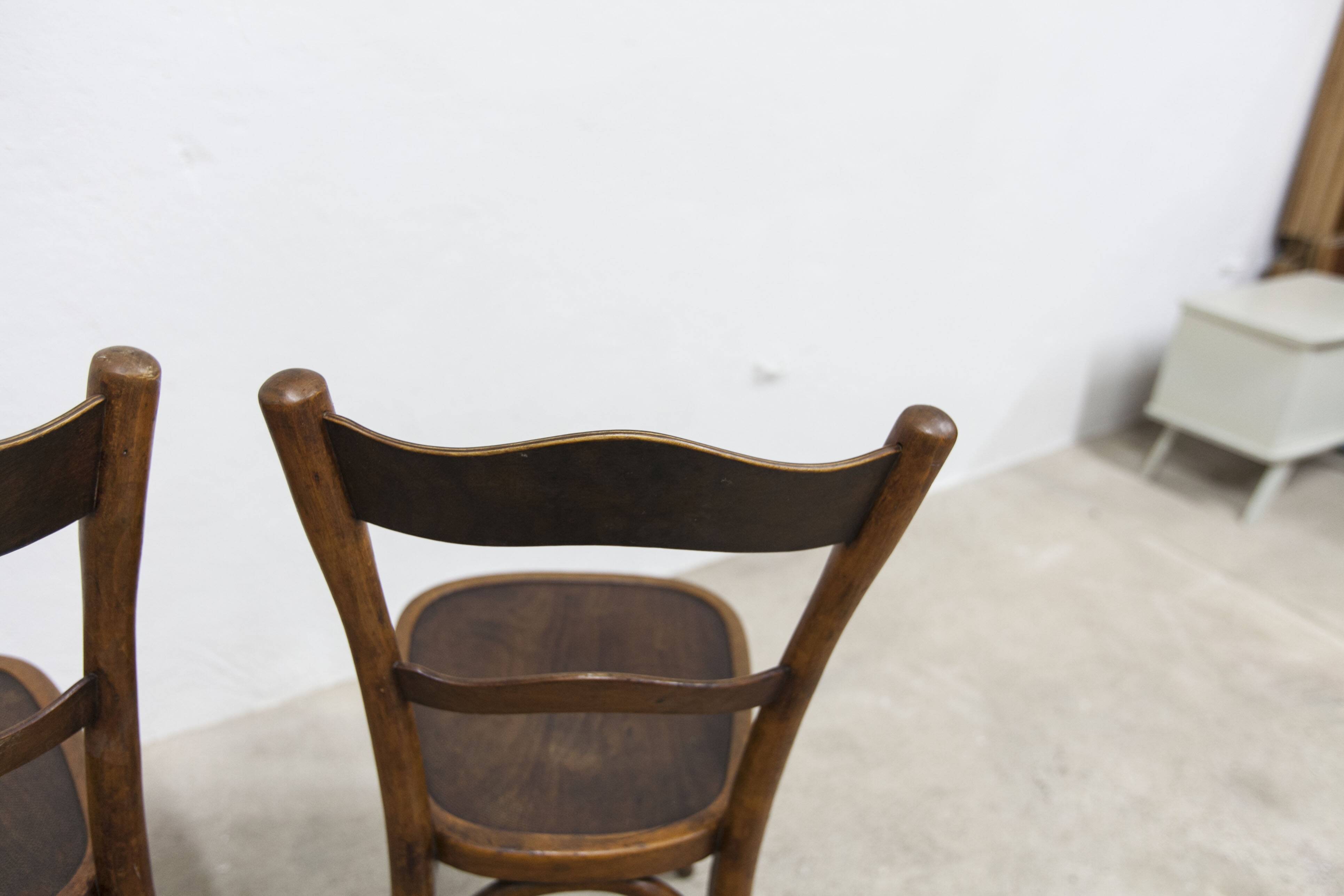 Pair of Baumann Bistrot chairs from the 1920s with pyrography seat