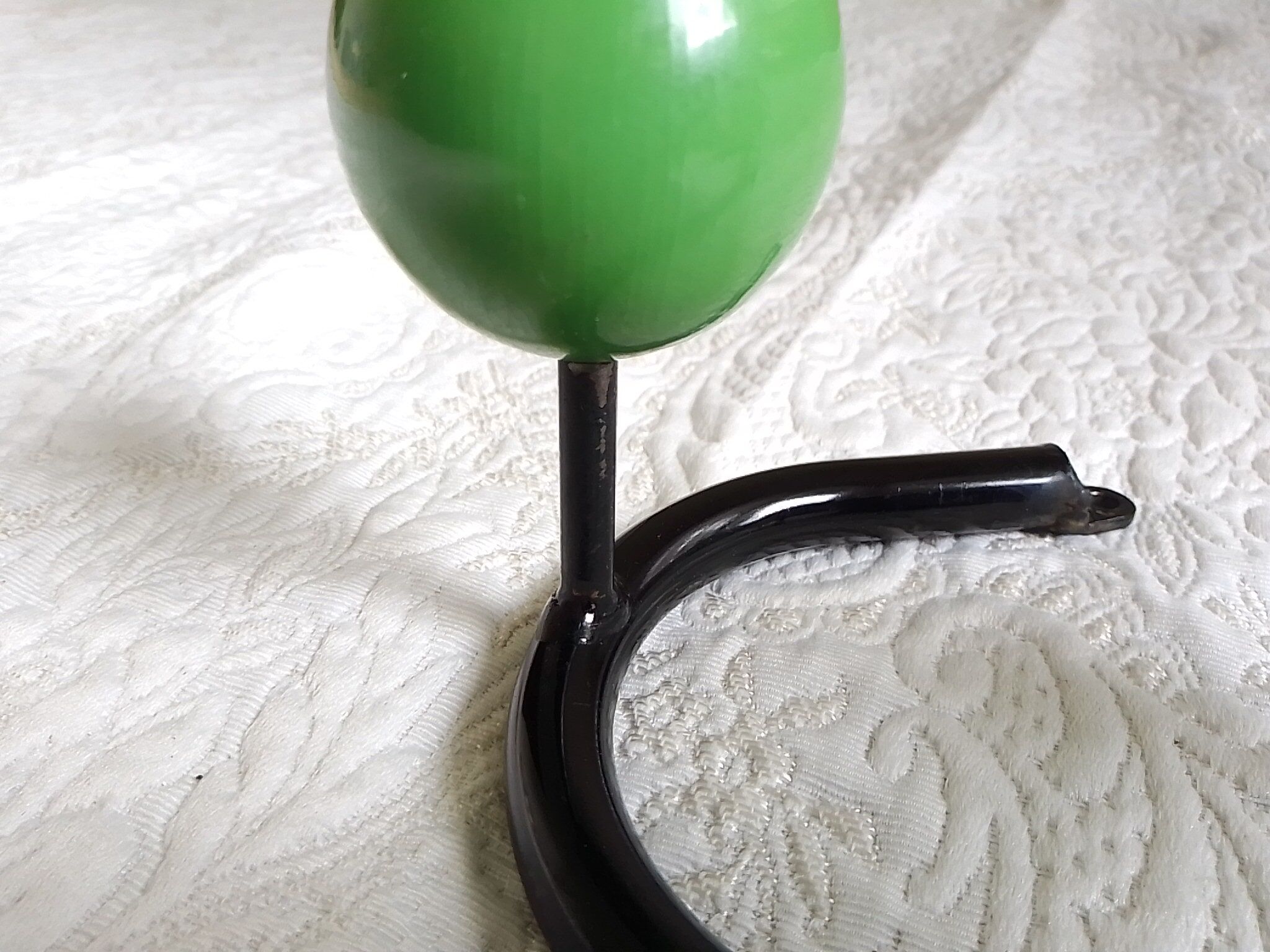 Vintage metal hook and 3 tricolor wooden hooks 40.5 cm
