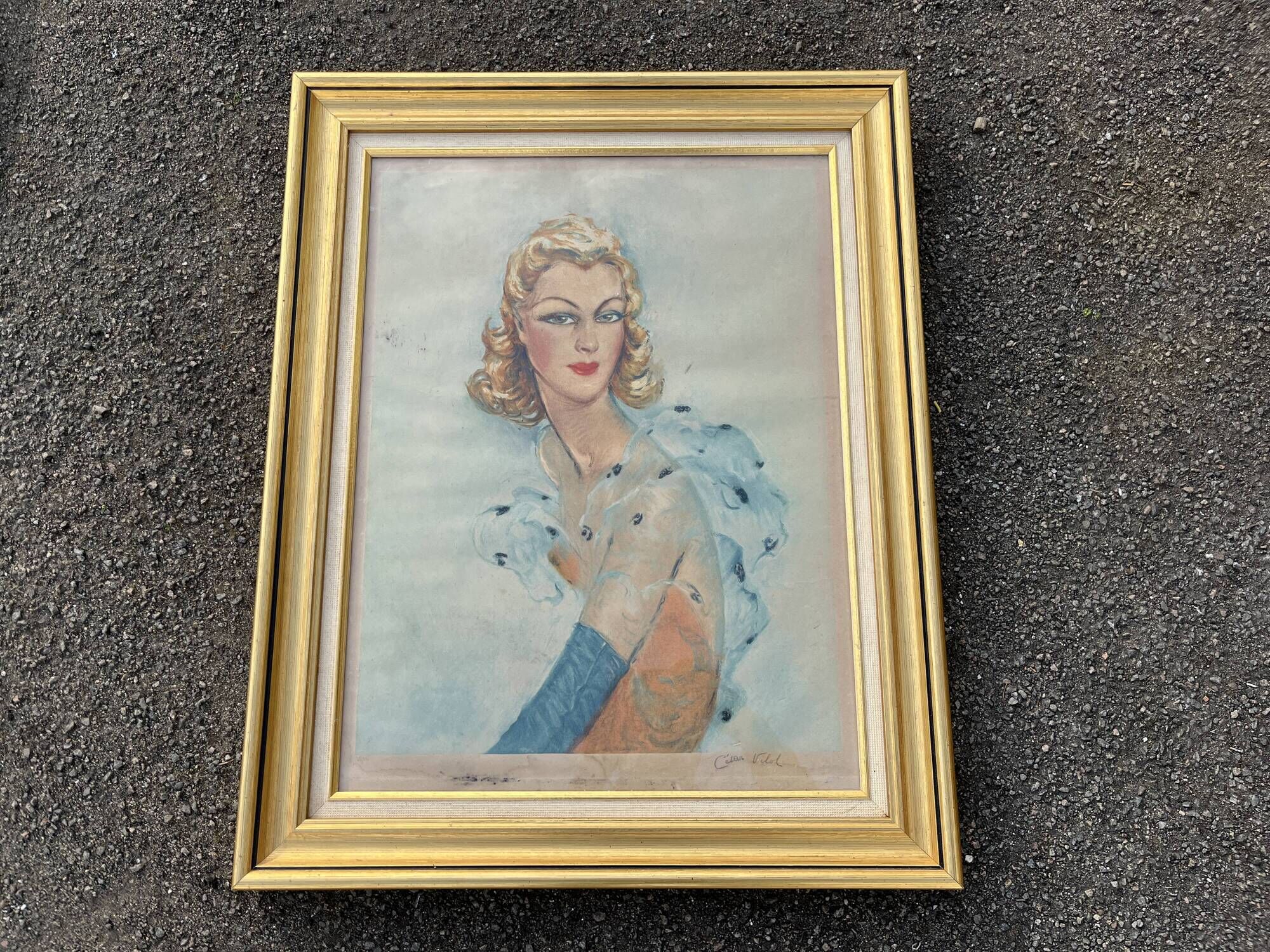 Painting Portrait of a Woman Cesar VILOT Art Deco
