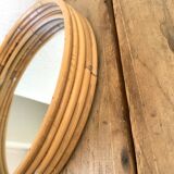 Rattan and rope mirror duo