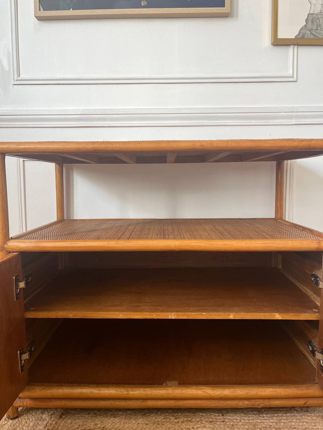 Bamboo and rattan sideboard, 1980s