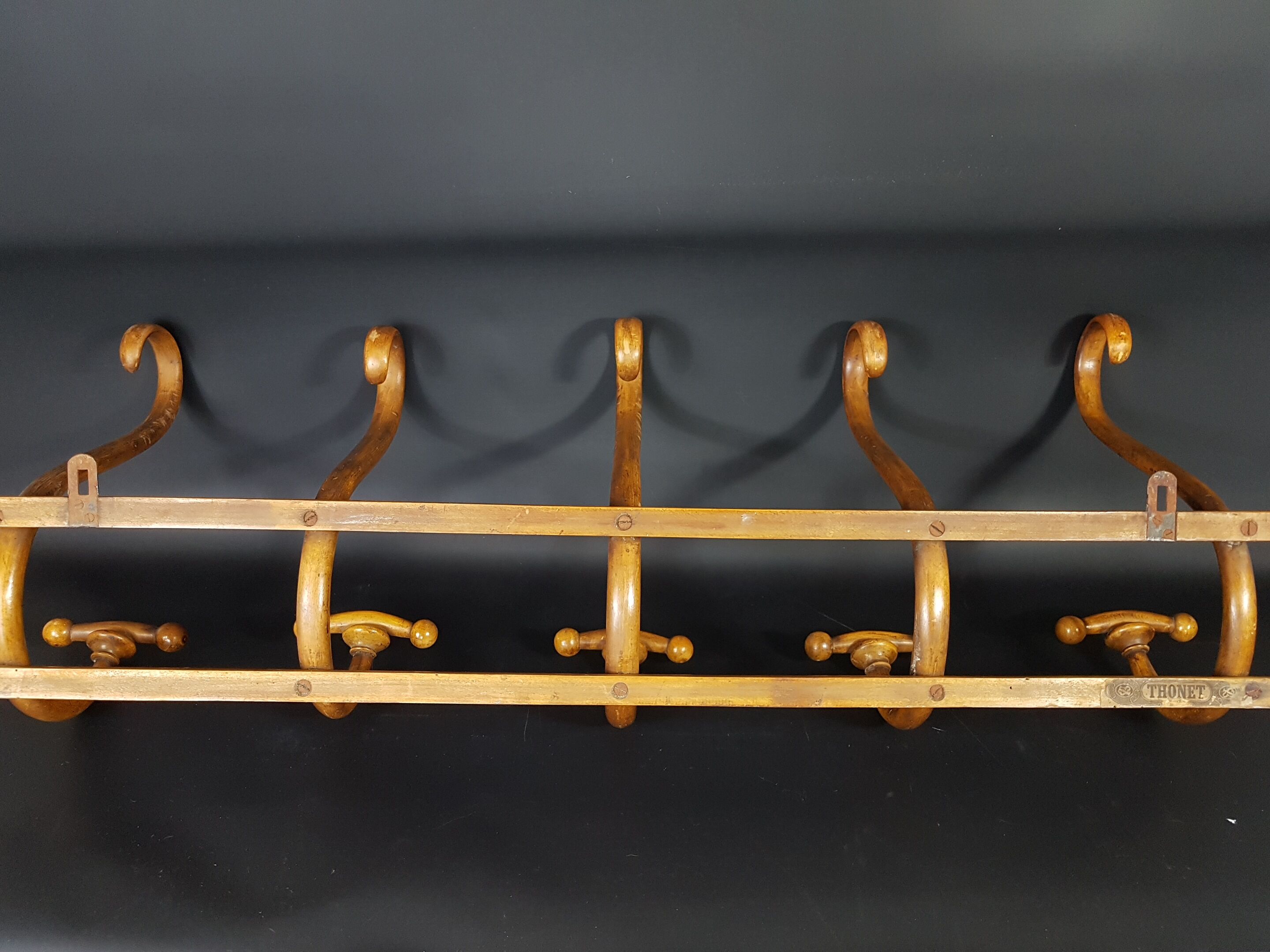 Porte-manteaux, porte-chapeaux avec étiquette Thonet en bois courbé 1900/1930