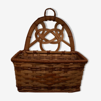 Rattan wicker wall pan, vintage