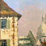 Old painting, view of Montmartre, signed Pierre Lemoine (1920-2006)