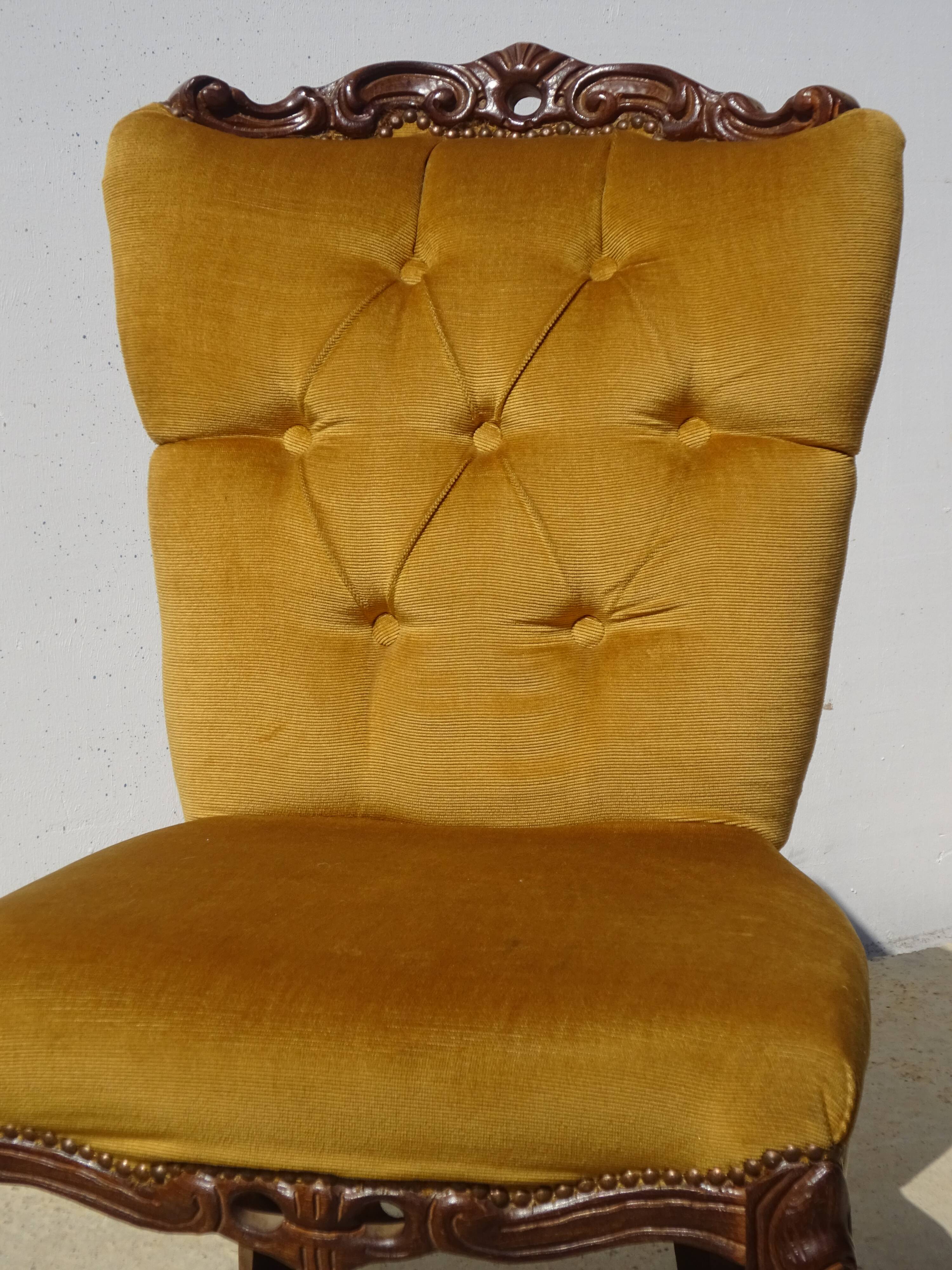 Golden yellow velvet armchairs