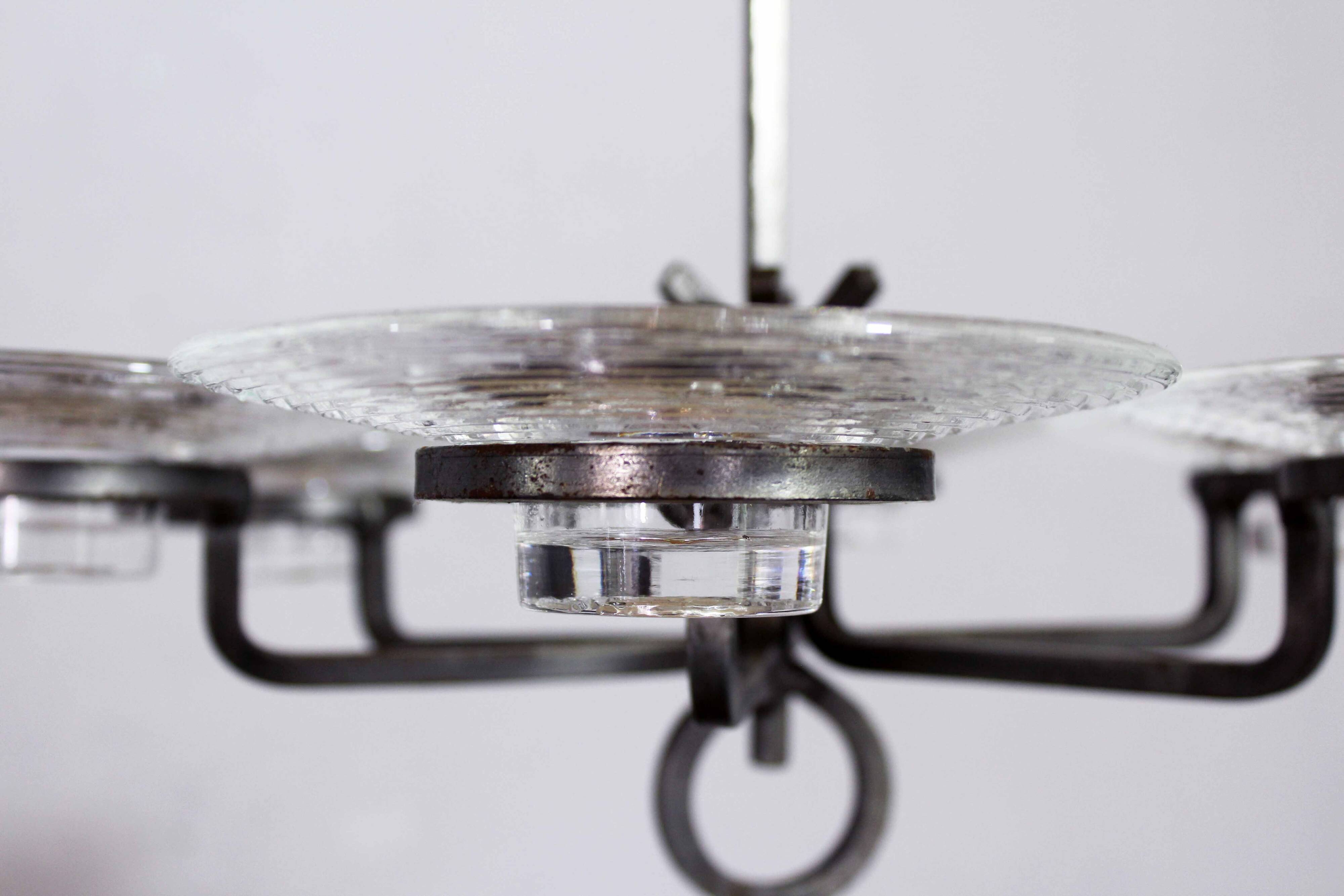 Art deco iron and glass candlestick by erik höglund