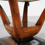 Art Deco Walnut Stool with Original Fabric, Italy 1920s