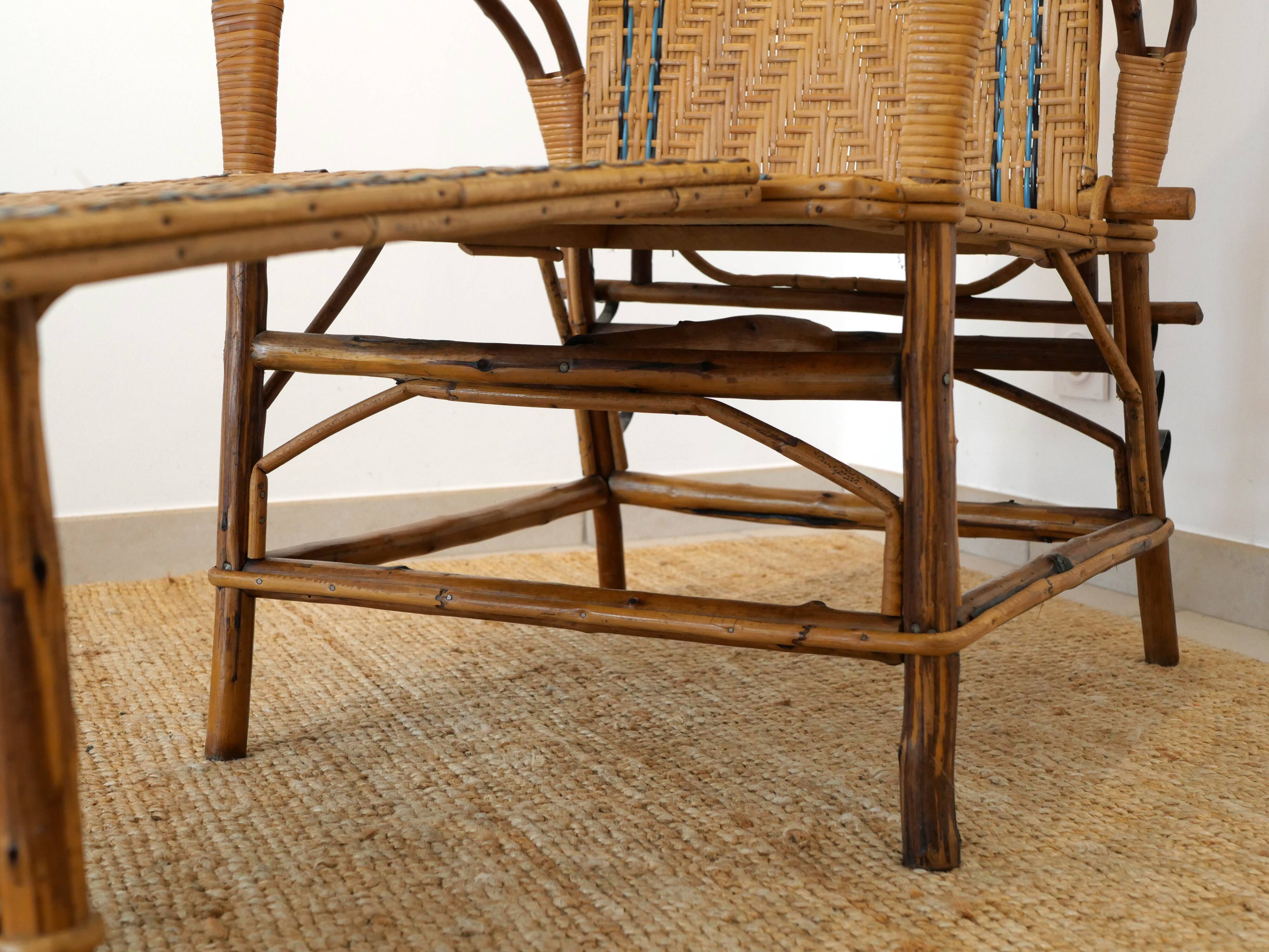 Chaise longue en osier années 30