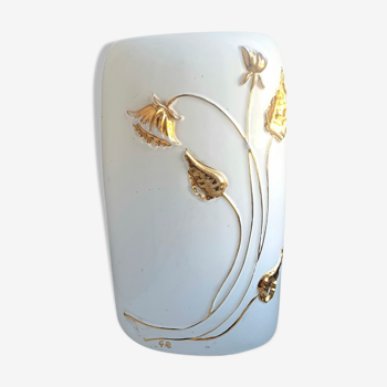 Italian vase signed white and gold