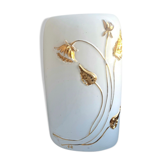 Italian vase signed white and gold