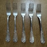 5 silver-plated metal forks with Ercuis hallmark
